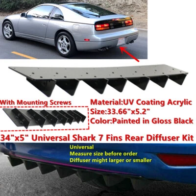 34x5" Universal Rear Diffuser Shark 7 Fin Kits Fit For 1990-1996 Nissan 300ZX - Imagem 1 de 4