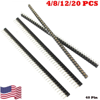 Cabezal hembra redondo rompible 4/8/12/20X 2,54 mm paso 40 pines panel PCB único IC Foto 1 de 4