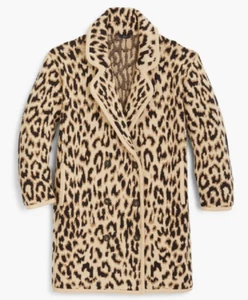 J. Crew Women's Wool Double Breasted Leopard Sweater Coat ~ Sz XS K4648 - Picture 1 of 3