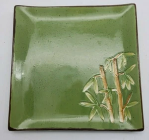 World Market 8" Green Square Plate Bamboo Picture - Picture 1 of 4