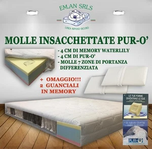 MATERASSOMOLLE INSACCHETTATE MATRIMONIALE160x190MEMORY Waterlily PURO prezzo top - Foto 1 di 7