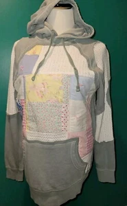 Reworked Women's Hoodie Sz MED Granola Patchwork Quilt Upcycle Sustainable OOAK  - Picture 1 of 15
