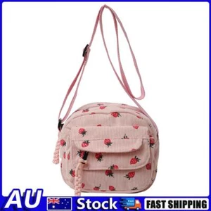 Cute Strawberry Shoulder Bag Corduroy Trendy Crossbody Bag for Women (White) - Picture 1 of 12