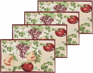 Set of 4 Same Tapestry Kitchen Placemats, 13"x19" FRUITS,PEARS,APPLES,GRAPES,HC - Picture 1 of 12