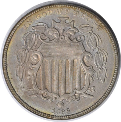 Escudo de rayos de níquel 1866 F-5 EF sin certificación #200 Foto 1 de 2