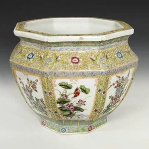 CHINESISCHE QING PORZELLAN FAMILLE ROSE JARDINIERE QIANLONG MARK KERAMIK CHINA - Bild 1 von 12