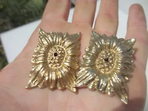 Brass Ormolu Furniture Hardware Mount French Sunflower Floral Flower - £3each - Picture 1 of 12