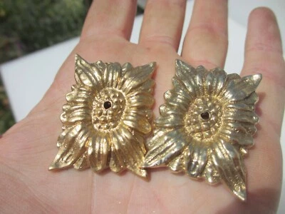 Brass Ormolu Furniture Hardware Mount French Sunflower Floral Flower - £3each - Image 1 of 4