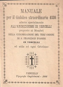 Handbuch zum außerordentlichen Jubiläum 1886 - Vercelli, Typografie Guglielmoni - Bild 1 von 2