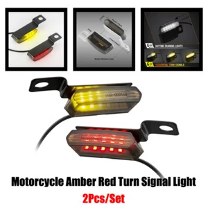 2x Lente de Humo Universal Moto Señal de Giro Ámbar Rojo Luz Intermitente Indicador - Imagen 1 de 13