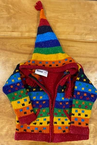 Invisible World Girls' Full Zip Hooded Hand Made Wool Blend Sweater Size 4 (New) - Picture 1 of 9