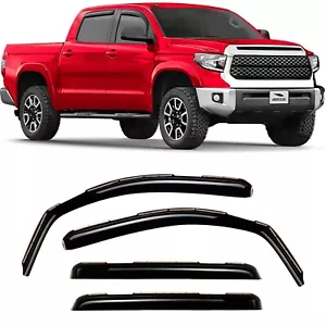 Sun Rain Visors Wind Rain Guards for 2007-2021 Toyota Tundra CrewMax - Picture 1 of 9
