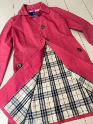 Abrigo Burberry Etiqueta Azul 38 US6 Nova Check Rosa Largo Medio Auténtico Para Mujer Foto 1 de 4