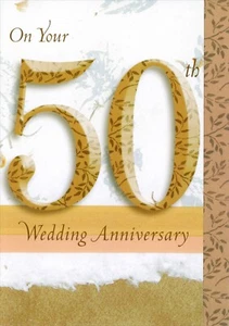 Schöne HAPPY 50TH WEDDING ANNIVERSARY Karte FÜR PAAR, Golden Fiftieth von RSVP +✉ - Bild 1 von 5