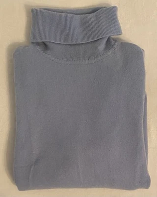 TALBOTS 纯羊绒高领套衫毛衣 Lp 小号大号蓝色 — 第 1/4 张图片