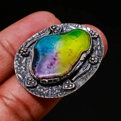 Multi Solar Quartz Gemstone Handmade Fashion Ethnic Gift Jewelry Ring 7" SR 545 - Image 1 of 4