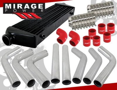 2.5" Do It Yourself Diy Aluminum Piping Kit +Jdm Sport Inter Cooler Ch/Rd - Image 1 of 4