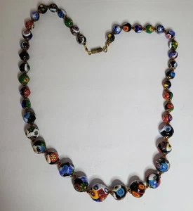 Ventian Murano Millefiori Glasperlen Halskette Italien graduiert 22 1/2 Zoll Lot A - Bild 1 von 6