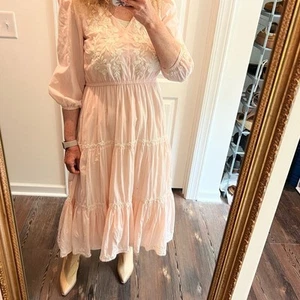 Lucky brand pink Embroidered Dress size medium boho - Picture 1 of 10