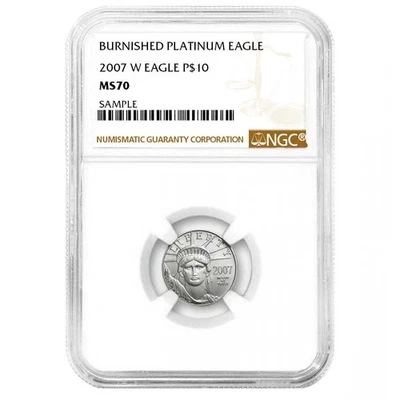 2007-W Burnished $10 American Platinum Eagle 1/10 oz NGC MS70 Brown Label - Image 1 of 2
