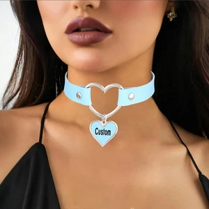 Custom Personalized Choker Necklace DIY Punk Letter BDSM Gift Collar Heart - Picture 1 of 30