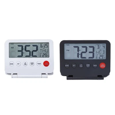 Electronic Desk Alarm Clock with Temperature LCD Display Calendar and Backlight - Image 1 of 4