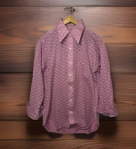 Men’s Vintage NWT Ely & Walker Tailored Knit Pink Print Polyester Button Down - Picture 1 of 14