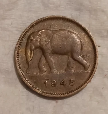 1946 Belgian Congo 2 Francs Coin - Image 1 of 4