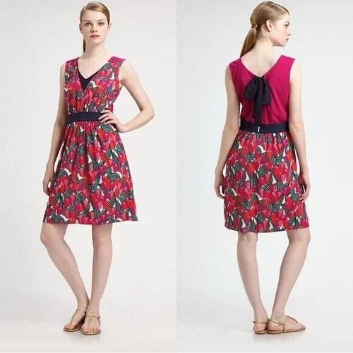 Mini Abito Estivo Tory Burch Rosa Tulipano Augustina Floreale Scollo a V Taglia S