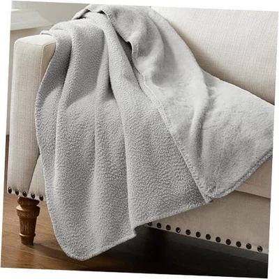  Faux Fur Throw Blanket Plush Rabbit Fur Super Soft Cozy Twin (60" x 80") Grey - Image 1 of 4