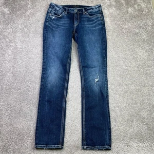 Jeans Argento Donna 28X31 Blu Elyse Dritto Vita Bassa Denim Scuro Elasticizzato - Foto 1 di 13