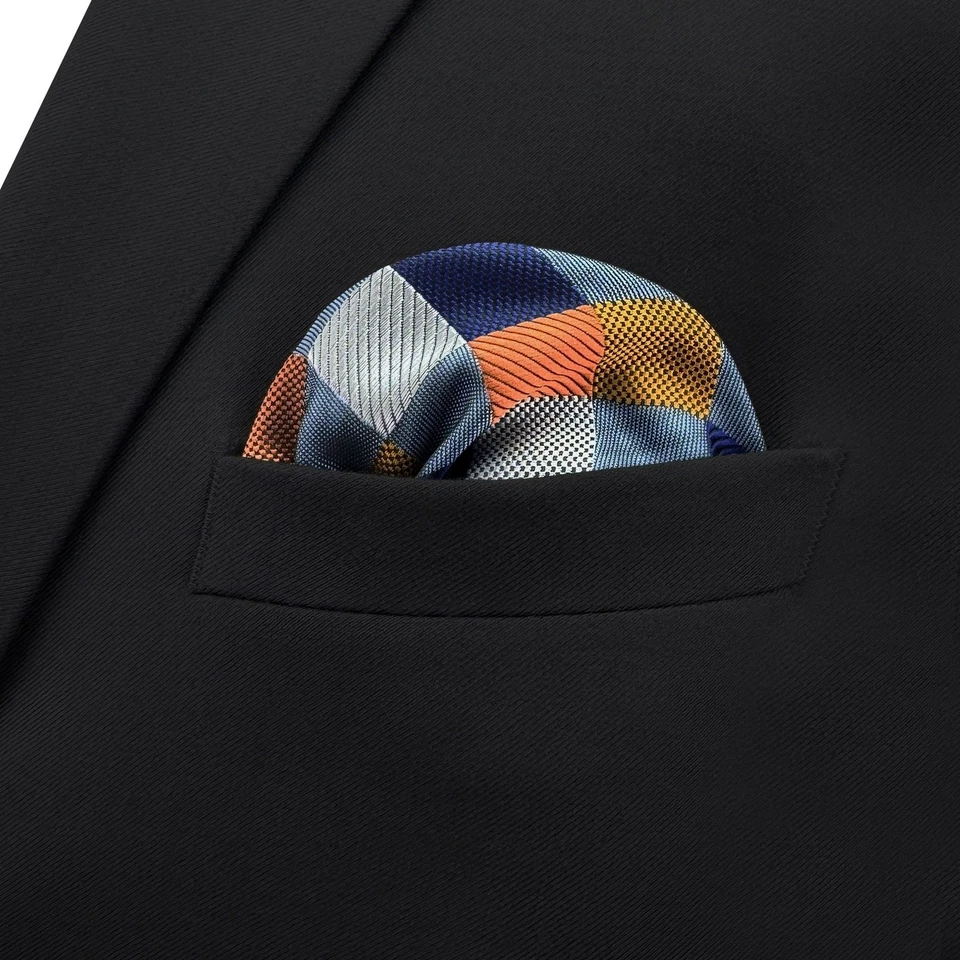 SHLAX&WING Checks Multi-color Pocket Square Mens Ties Hankies - Image 1 of 4