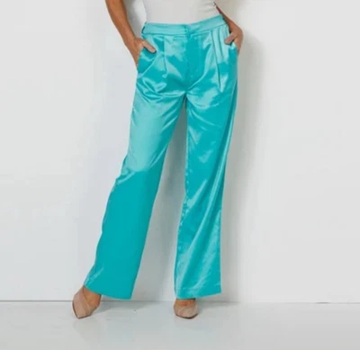 Брюки Isaac Mizrahi атласные широкие бирюзовые размер M рекомендуемая розничная цена производителя 139 долл. США - Изображение 1 из 4