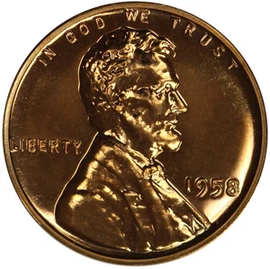 2- 1958 Gem Proof Lincoln Wheat Cent Brilliant US two Coins- FREE SHIPPING - Picture 1 of 2