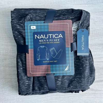 Nautica Men's 2-Pc. Relaxed-Fit Waffle-Knit Shirt & Pajama Pants Set XL - Image 1 of 4
