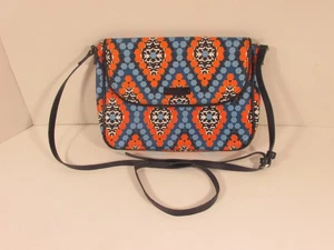 Vera Bradley Umhängetasche Damen blau orange geometrische Klappe Schultertasche - Bild 1 von 9