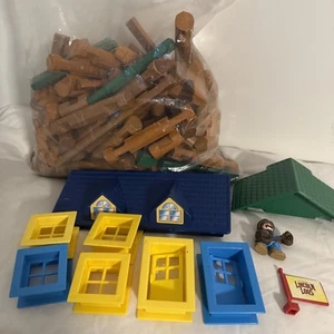 Mixed Lot of Lincoln Logs Pieces & Parts 5 lbs Roofs Windows - Picture 1 of 5