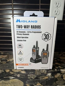 Midland LXT600VP4 FRS 2-Way Radios, 22 Channels, 2 Radios, 30 Mile Range - Afbeelding 1 van 3