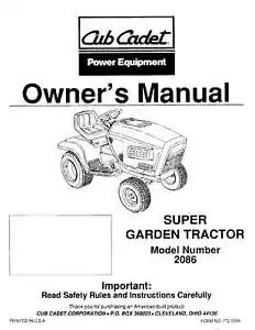 Cub Cadet Owners Manual Model No. 2086 - Picture 1 of 3