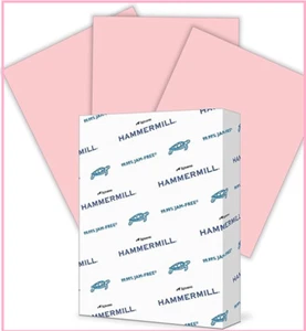 Papier d'imprimante couleur rose Hammermill 20 lb, 8,5 x 11-1 rame (500 feuilles) * - Photo 1/3