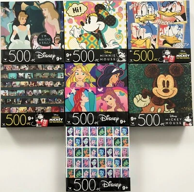 Lot of 2 Disney 500 Piece Puzzles Surprise Lot Mickey Frozen Cinderella  - Image 1 of 4
