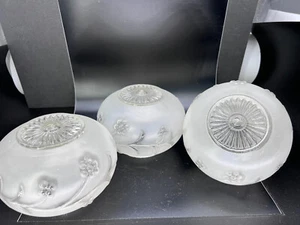 CEILING Lights ART 3 round 6" FIXTURE SHADE 3" fitter CLEAR FROSTED floral - Picture 1 of 8