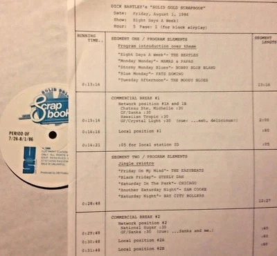 RADIO SHOW: 8 DAYS 8/1/86  BAY CITY ROLLERS, KRIS KRISTOFFERSON, NEIL DIAMOND - Image 1 of 2