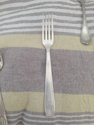 Ancienne Fourchette Argentee Plaque Argent Poinçon Vintage Menagere - Photo 1/3