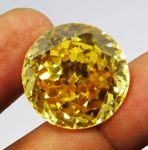 Natural 72.70 Ct Cambodian Yellow Zircon Round Cut Loose Gemstone " CERTIFIED " - Picture 1 of 7