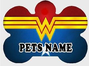 WONDER WOMAN PET ID TAGS Personalized Custom Any Name Dog Tag Printed on 2 Sides