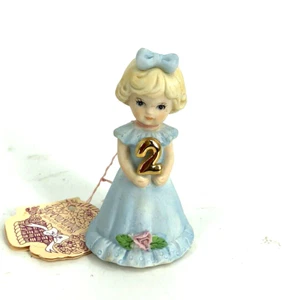 Vintage Enesco Growing Up Age 2 Birthday Bow Girl Blonde Figur 1981 Geschenk Korea - Bild 1 von 12