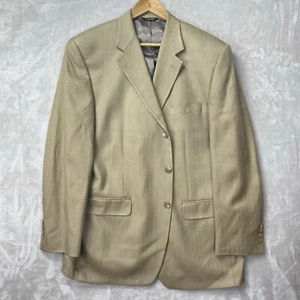 Chaps Ralph Lauren Blazer Mens 42L Tan Herringbone Silk Sport Coat Preppy - Picture 1 of 13