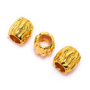 35 PCS 8MM SOLID COPPER LARGE HOLE BEAD 18K GOLD PLATED 701 - Picture 1 of 3
