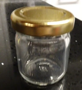25 x 40ml glass food jars, gold acid resistant lids - Picture 1 of 2